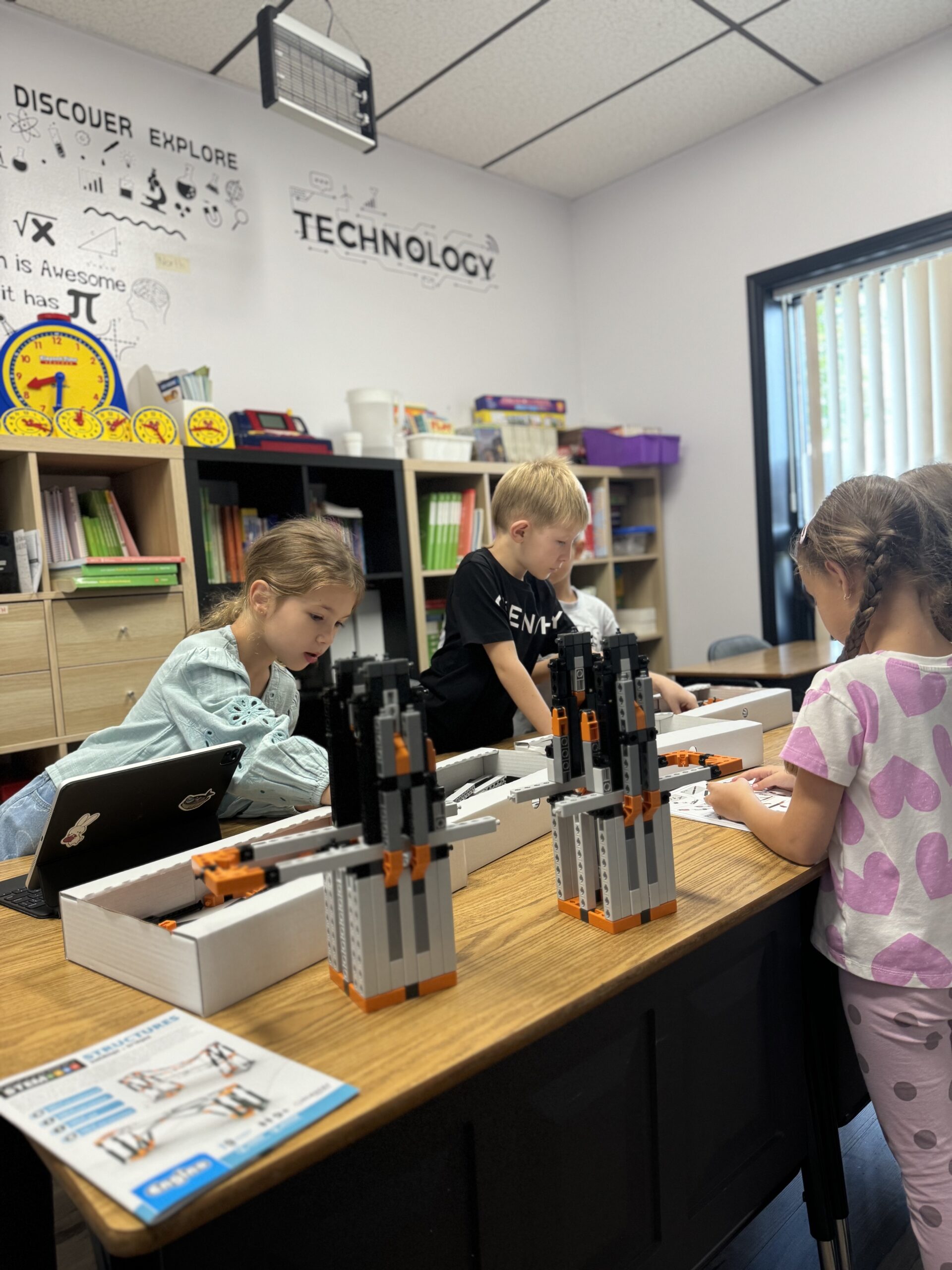Lower School students displaying artwork